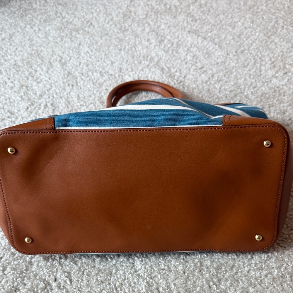 Ralph Lauren Teal and White Striped Tote - Picture 5 of 10